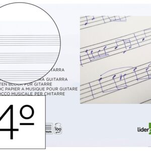 BLOC MUSICA LIDERPAPEL PARA GUITARRA HEXAGRAMA 3 MM CUARTO 20 HOJAS 100G/M2