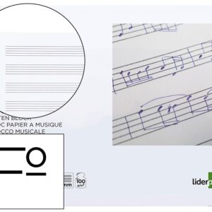 BLOC MUSICA LIDERPAPEL PENTAGRAMA 3MM FOLIO APAISADO 20 HOJAS 100G/M2 - Imagen 1