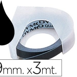 CINTA DYMO 3D 9 MM X 3 MT NEGRA TRADICIONAL - Imagen 1